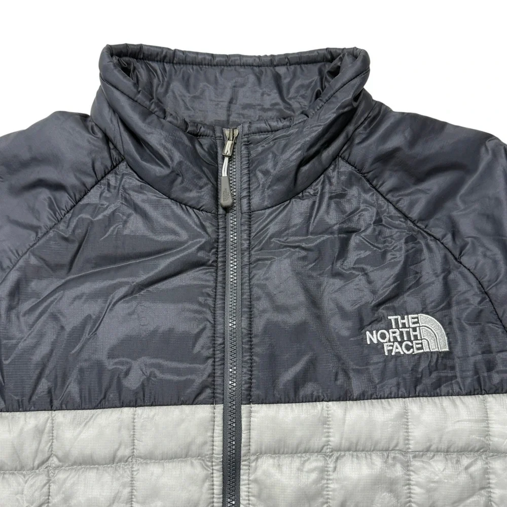 The North Face Thermoball Jacket Mens Medium Gray Black Full Zip Puffer C976 F14